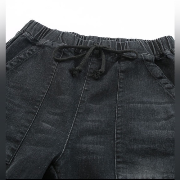 Black Distressed Denim Joggers - Picture 3 of 5